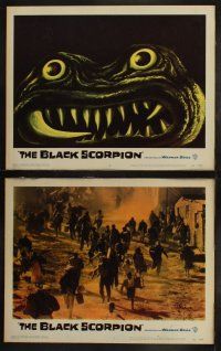 4f185 BLACK SCORPION 8 LCs '57 Richard Denning & Mara Corday hunt a wacky monster, who is shown!