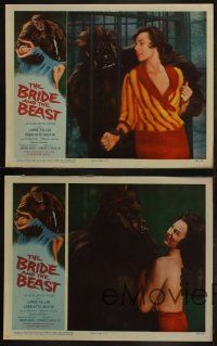 4f229 BRIDE & THE BEAST complete set of 4 LCs '58 Ed Wood, gorilla in all scenes + sexy topless girl