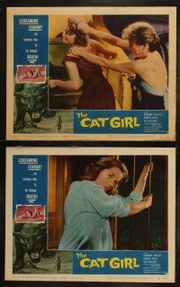 4f183 CAT GIRL 8 LCs '57 human-feline monster Barbara Shelley, to caress her is to tempt death!