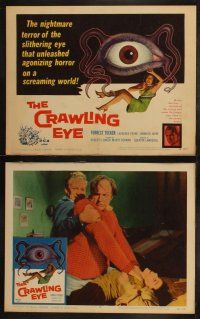 4f236 CRAWLING EYE 8 LCs '58 classic artwork of the slithering eyeball monster + great scenes!