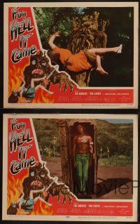 4f176 FROM HELL IT CAME complete set of 4 LCs '57 includes wacky tree monster holding sexy girl!