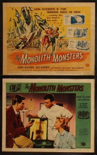 4f174 MONOLITH MONSTERS 8 LCs '57 living mammoth skyscrapers of stone, cool sci-fi horror images!