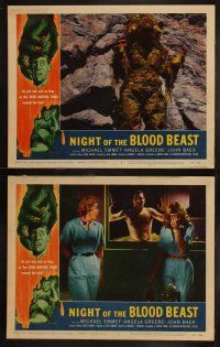 4f259 NIGHT OF THE BLOOD BEAST 8 LCs '58 head hunting thing that roamed the land, cool border art!