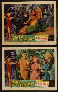 4f232 QUEEN OF OUTER SPACE 8 LCs '58 sexy Zsa Zsa Gabor & Laurie Mitchell, beauties of planet Venus!