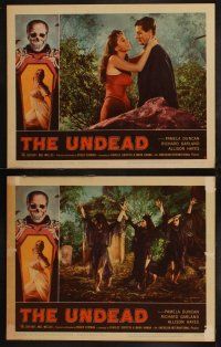 4f187 UNDEAD 8 LCs '57 Roger Corman, Allison Hayes, terror that screams from the grave!