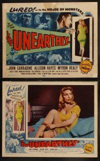 4f206 UNEARTHLY 8 LCs '57 John Carradine, Allison Hayes, Tor Johnson, great monster images!