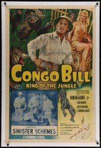 4g084 CONGO BILL linen chapter 8 1sh '48 artwork of Don McGuire, sexy Cleo Moore & jungle animals!