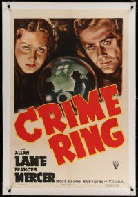 4g093 CRIME RING linen 1sh '38 cool art of Allan Rocky Lane & Frances Mercer over crystal ball!