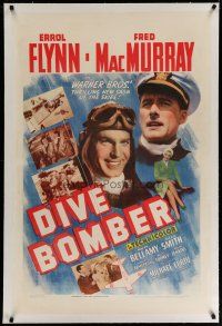 4g113 DIVE BOMBER linen 1sh '41 Michael Curtiz directed, aviators Errol Flynn & Fred MacMurray!