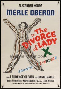 4g114 DIVORCE OF LADY X linen 1sh '38 full-length Floherty art of Merle Oberon wearing pajamas!