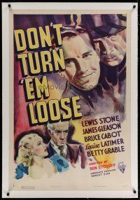 4g116 DON'T TURN 'EM LOOSE linen 1sh '36 Betty Grable, Lewis Stone, James Gleason, Bruce Cabot