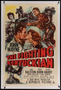 4g138 FIGHTING KENTUCKIAN linen 1sh '49 rougher, tougher & more romantic John Wayne + Oliver Hardy!