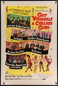 4g153 GET YOURSELF A COLLEGE GIRL linen 1sh '64 hip-est rock & roll show, Dave Clark 5 & more!
