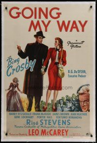 4g165 GOING MY WAY linen 1sh '44 Bing Crosby, Stevens & Barry Fitzgerald in Leo McCarey's classic!