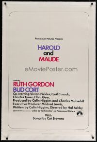 4g177 HAROLD & MAUDE linen 1sh '71 Ruth Gordon, Bud Cort is equipped to deal w/life!