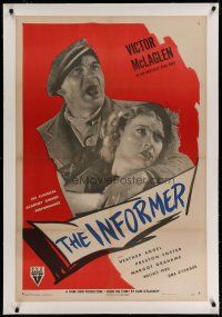 4g203 INFORMER linen 1sh R47 John Ford, great close up of angry Victor McLaglen & Heather Angel!
