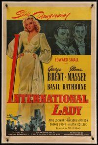 4g204 INTERNATIONAL LADY linen 1sh R47 Basil Rathbone, Brent, sexy Ilona Massey is dangerous!