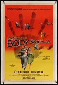 4g205 INVASION OF THE BODY SNATCHERS linen 1sh '56 classic horror, the ultimate in science-fiction!