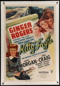 4g226 KITTY FOYLE linen 1sh '40 great romantic artwork of pretty Ginger Rogers & Dennis Morgan!