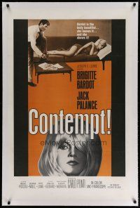 4g241 LE MEPRIS linen 1sh '64 Jean-Luc Godard's Contempt, sexiest Brigitte Bardot & Jack Palance!