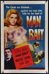 4g258 MAN BAIT linen 1sh '52 best full-length image of bad girl Diana Dors in her underwear!
