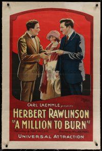 4g277 MILLION TO BURN linen 1sh '23 Herbert Rawlinson inherits a million & loses it buying a hotel!