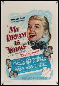 4g287 MY DREAM IS YOURS linen 1sh '49 Jack Carson, Doris Day, Lee Bowman, Adolphe Menjou!