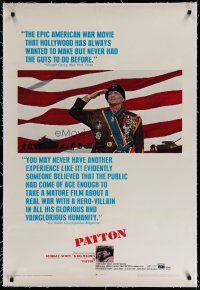 4g316 PATTON linen 1sh '70 General George C. Scott saluting, military World War II classic!