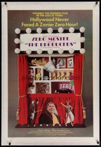 4g326 PRODUCERS linen 1sh '67 Mel Brooks, Zero Mostel & Gene Wilder perform on Broadway!