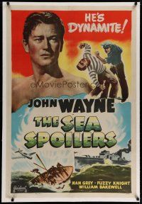 4g364 SEA SPOILERS linen 1sh R48 barechested Coast Guard man John Wayne is dynamite!
