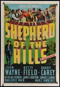 4g371 SHEPHERD OF THE HILLS linen 1sh '41 John Wayne, from Harold Bell Wright novel!
