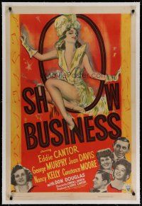 4g374 SHOW BUSINESS linen 1sh '44 Eddie Cantor, great sexy artwork of Constance Moore!