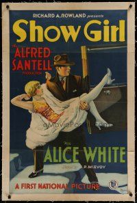 4g375 SHOW GIRL linen style B 1sh '28 sexy artwork of Broadway stage actress Alice White!