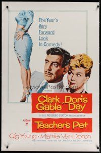 4g405 TEACHER'S PET linen 1sh '58 teacher Doris Day, pupil Clark Gable, sexy Mamie Van Doren's body!