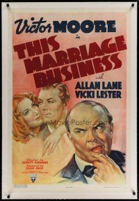 4g416 THIS MARRIAGE BUSINESS linen 1sh '38 license clerk Victor Moore always has happy couples!