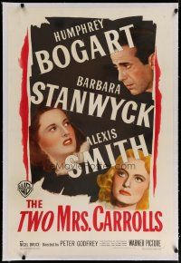 4g434 TWO MRS. CARROLLS linen 1sh '47 Humphrey Bogart, Barbara Stanwyck & Alexis Smith!