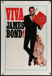 4g444 VIVA JAMES BOND linen 1sh '70 art of Sean Connery w/super sexy babe in skimpy outfit!