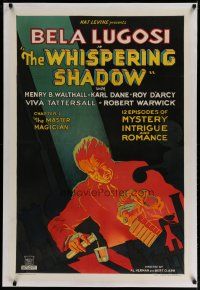 4g458 WHISPERING SHADOW linen chapter 1 1sh '33 serial art of Bela Lugosi, The Master Magician!