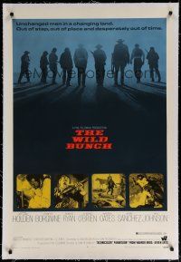 4g462 WILD BUNCH linen 1sh '69 Sam Peckinpah cowboy classic, William Holden & Ernest Borgnine!