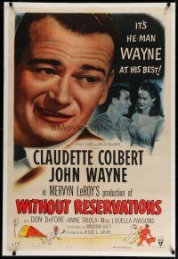 4g470 WITHOUT RESERVATIONS linen 1sh R53 he-man John Wayne at his best with pretty Anne Triola!