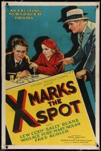 4g478 X MARKS THE SPOT linen 1sh '31 Lew Cody, Sally Blane, Wallace Ford, exciting newspaper drama!