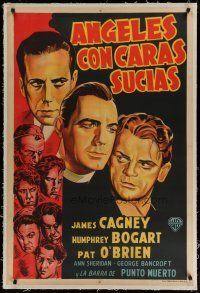 4h232 ANGELS WITH DIRTY FACES linen Argentinean R40s art of Bogart, Cagney, O'Brien & Dead End Kids