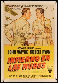 4h237 FLYING LEATHERNECKS linen Argentinean '51 art of John Wayne & Robert Ryan, Howard Hughes