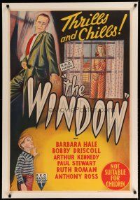 4h162 WINDOW linen Aust 1sh '49 cool different artwork of terrified young Bobby Driscoll!