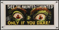 4h166 DEMENTIA 13 linen teaser Aust daybill '63 Coppola, The Haunted & the Hunted, creepy eyes art!