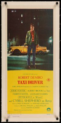 4h177 TAXI DRIVER linen Aust daybill '76 classic art of Robert De Niro by cab, Martin Scorsese!