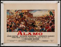 4h343 ALAMO linen Belgian '60 Brown art of John Wayne & Richard Widmark in the War of Independence!