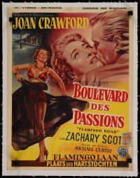 4h355 FLAMINGO ROAD linen Belgian '49 Michael Curtiz, cool different art of bad girl Joan Crawford!