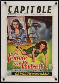 4h392 WOMAN IN THE WINDOW linen Belgian R50s Fritz Lang, Edward G. Robinson, sexy Joan Bennett!