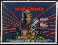 4h227 TERMINATOR linen British quad '84 different art of cyborg Arnold Schwarzenegger with big gun!